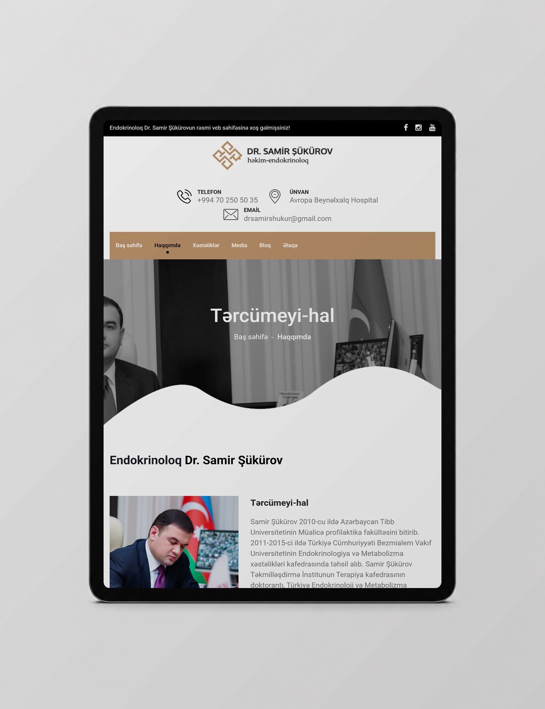 2019 versiyası — haqqımda səhifəsi planşetdə