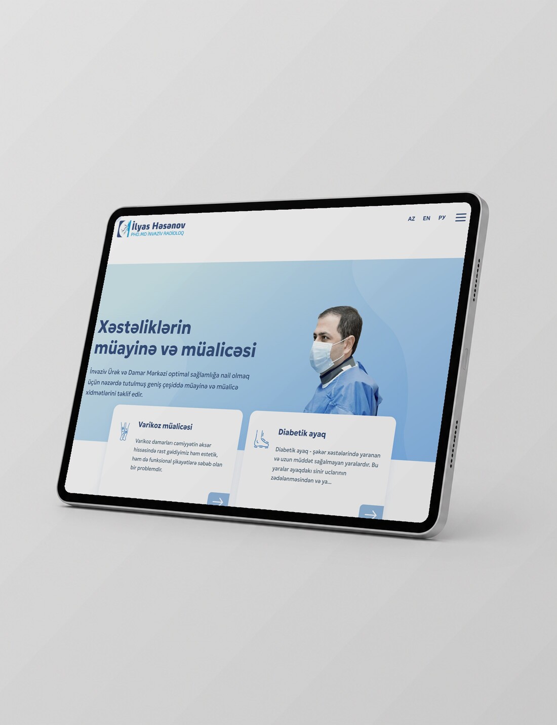 Dr. İlyas Həsənov — treatment page on a tablet