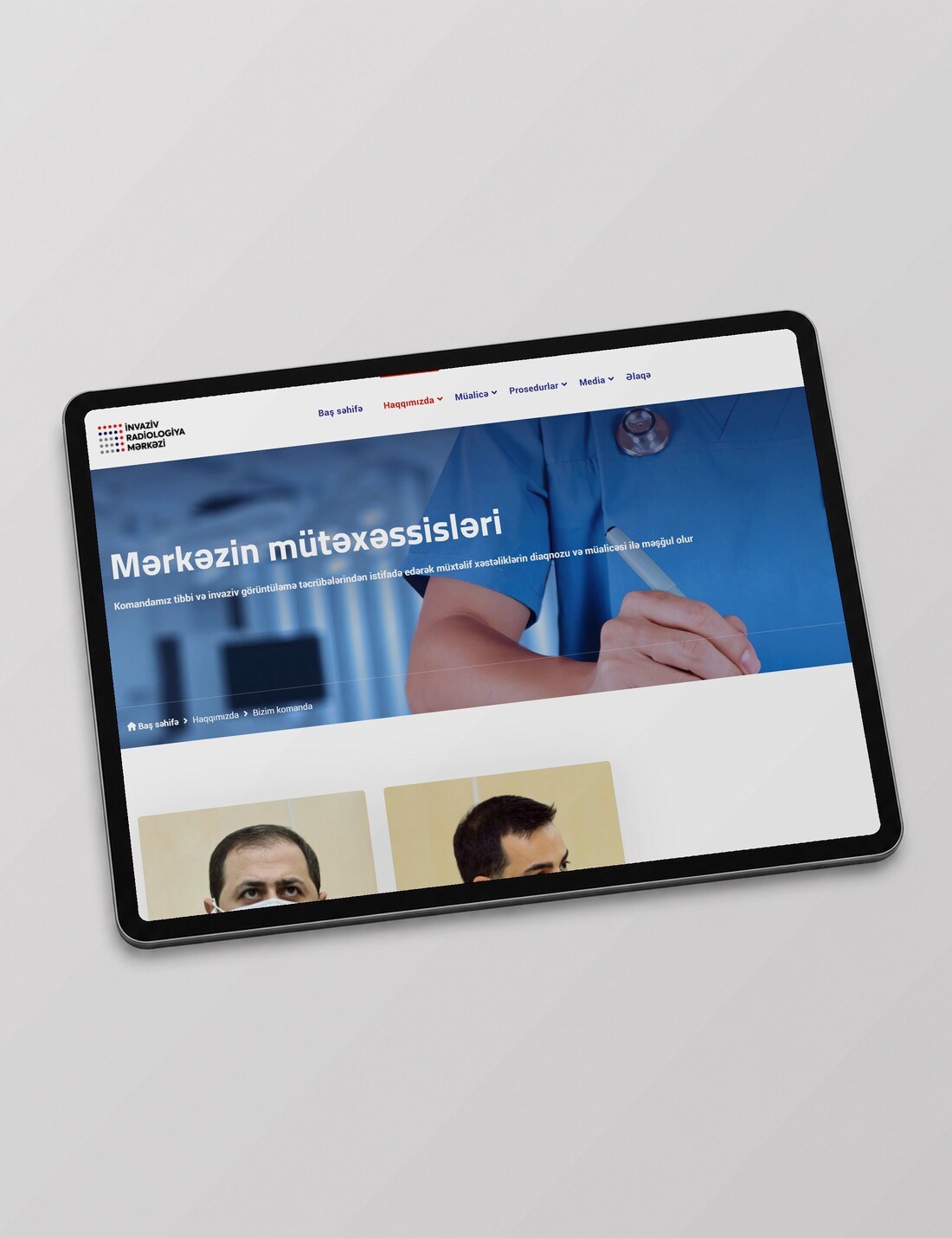 İnvaziv Radiologiya Mərkəzi — ekip sayfası tablette