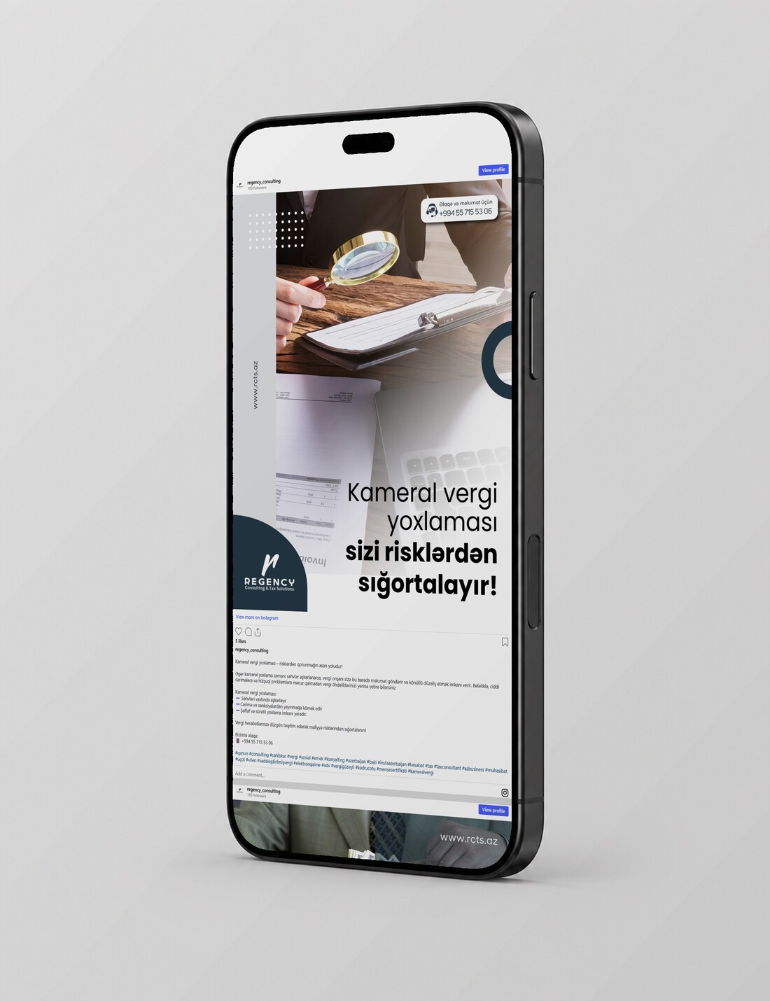 RCTS-in İnstaqram paylaşımı telefonda