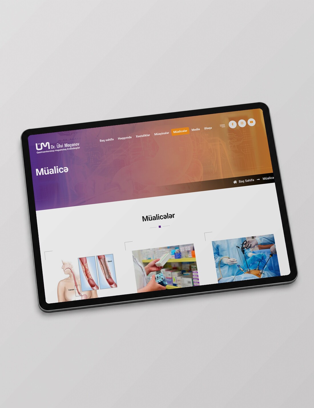 Dr. Ülvi Maçanov — treatments page on a tablet